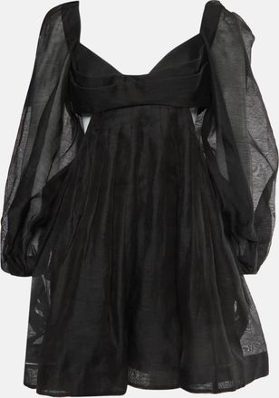 Zimmermann Black Linen Blend Harmony Bralette Mini Dress