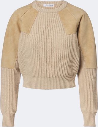Max Mara Jersey cropped de lana y cachemir con ante