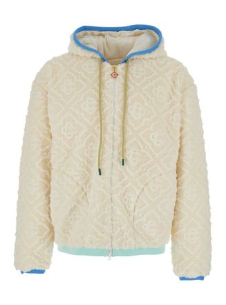 Casablanca Beige Jacket With All-over Monogram And Fixed Hood In Fabric Man