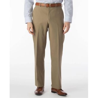 Ballin Super 120S Wool Travel Twill Comfort-Eze Trouser - Dunhill Traditional Fit In Khaki