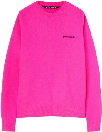 Palm Angels logo-embroidered wool-blend jumper - men - Merino/Polyamide/Cashmere/Elastane - L - Pink