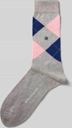 Burlington Socken mit Argyle-Stitching Modell Covent in Mittelgrau, Größe 36-41