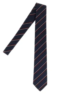 Giorgio Armani Striped Silk Necktie - Navy