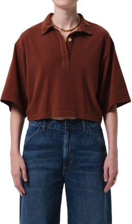 Citizens Of Humanity Lowen Oversize Cotton Polo in Chai Md Brown at Nordstrom, Size X-Small
