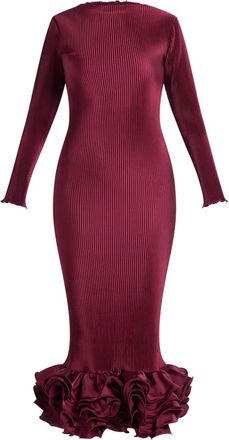 L’Idée Campbell ruffled ribbed midi dress - Red
