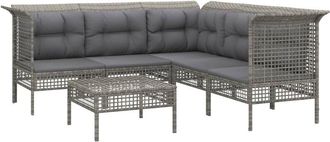 vidaXL Set De Muebles De Jard&iacute;n 6 Pzas Y Cojines Rat&aacute;n Sint&eacute;tico Gris Vidaxl