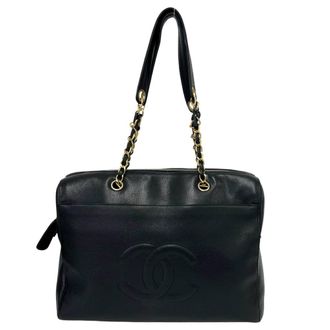 Chanel Black Grained Calfskin Tote Bag (Pre-Owned)