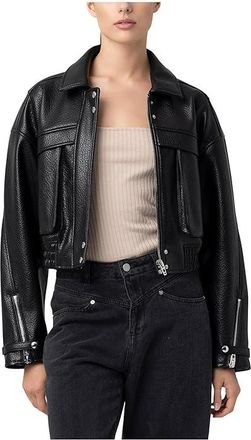 Blank NYC Epic Moment Leather Bomber Jacket Womens Coat Black : XS, Polyester/Polyurethane