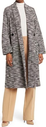 Max Studio Knit Tweed Double Breasted Jacket in Black/Ivory at Nordstrom Rack, Size X-Large
