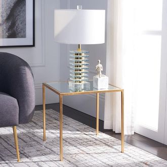 Safavieh Kiley Gold Leaf Mirror Top Accent Table