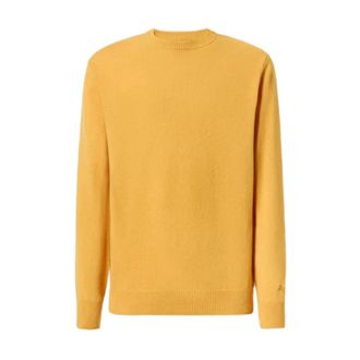 MC2 Saint Barth Round-neck Knitwear, male, Yellow, Size: L White Crew Neck Sweater with Logo