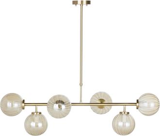 Maisons du monde Lámpara de techo de metal dorado con bolas de cristal amarino