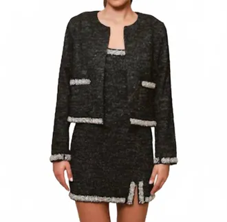 Hutch Leva Stretch Tweed Jacket In Black