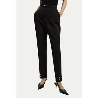 Karen Millen Military Straight Leg Trousers in Black at Nordstrom, Size 10