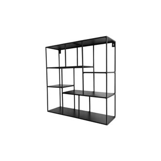 Decoclico Estanter&iacute;a de pared cuadrada de metal negro mate