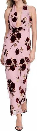 For Love & Lemons Velvet Halter Maxi Dress In Rose