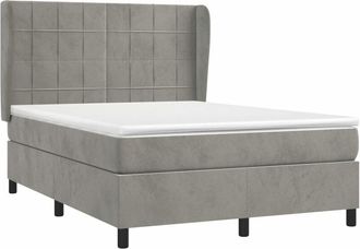 vidaXL Vidaxl - Cama Box Spring Con Colch&oacute;n Terciopelo Gris Claro 140x190 Cm