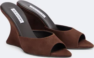 Aquazzura Bisous Wedge suede mules