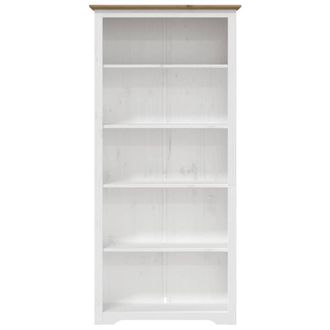 Berkfield Home Beautiful Bookcase BODO Brown 80x38x180 cm Solid Wood Pine 5-Tier in White | Size: 80 x 38 x 180 cm