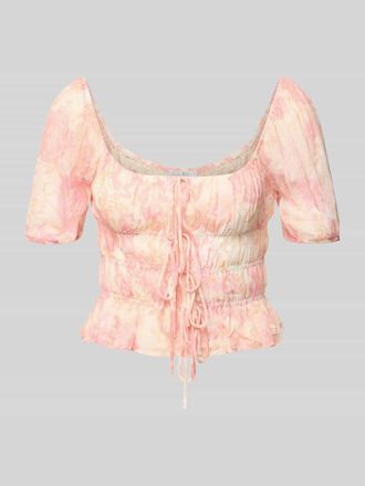 Oh April Blusenshirt aus Viskose mit Schn&uuml;rung Modell Maelle in Rosa Melange, Gr&ouml;&szlig;e XL