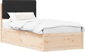vidaXL Estructura De Cama Con Cabecera Tapizada Negro 80 X 200 Cm Vidaxl