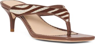 Cinq &agrave; Sept Frankie Zebra Print Calf Hair Thong Sandal in Dark Sepia/ivory at Nordstrom, Size 39.5