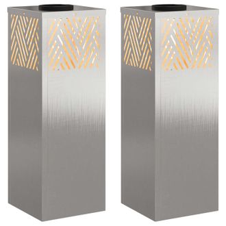 vidaXL Luz De Camino Led Solar 2 Pcs Plateado Acero Inoxidable Vidaxl
