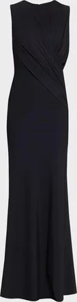 La Petite Robe Di Chiara Boni Frozy Sleeveless Draped Column Gown
