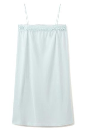 Mango Lace Trim Cotton Nightgown in Mint Green at Nordstrom, Size Medium