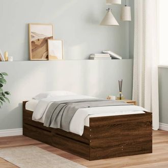 vidaXL Estructura De Cama Con Cajones Roble Marr&oacute;n 75x190 Cm Vidaxl