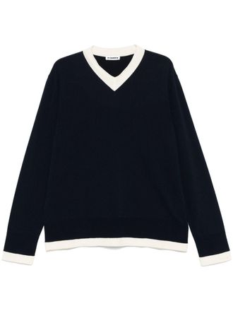 Jil Sander V-neck sweater - men - Cotton - 50 - Blue