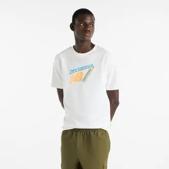 New Balance Uomo Classic Tri-Logo T-Shirt in Bianco, Cotone, Taglia 2XL