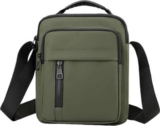 Generic Minimally Designed Waterproof Nylon Multi-Layer Business and Leisure Single Shoulder Carrying Crossbody Bag Compatible For Men(GREEN)