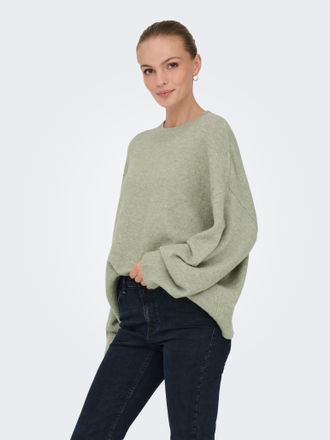 Jacqueline de Yong Strickpullover JDY JDYSONJA L/S O-NECK PULLOVER KNT NOOS, Damen, Gr. XS, seagrass detail:melange, Strick, Obermaterial: 57% Polyester, 26% Polyacryl, 