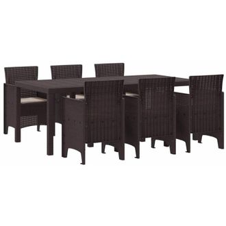 vidaXL Conjunto De Comedor De Jard&iacute;n 7 Pcs Marr&oacute;n Ratan Polt Vidaxl