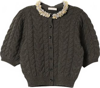 Ulla Johnson Womens Olivia Embellished Cardigan In Militaire