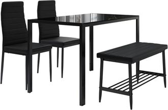 Vicco Juego de mesa de comedor Grand, Negro, 120 x 70 cm Juego de 4 piezas, Vicco