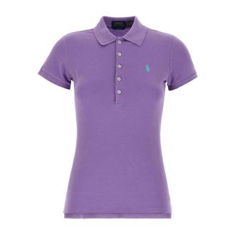 Polo Ralph Lauren Polo Shirts, female, Purple, Size: XS Stretch Piquet Polo Shirt