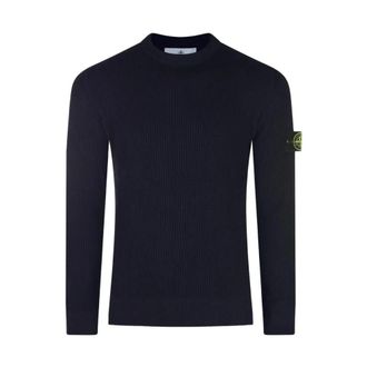 Stone Island Maglia RWS - Heren - Ronde hals truien - Blauw - M - Wol - Truien & Vesten