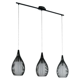 Loops Pendant Light Colour Black Shade Black White Satin Glass Steel Bulb E27 3x60W