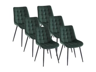 Vente-Unique Lote de 6 sillas acolchadas - Terciopelo y metal negro - Verde - OLLUA