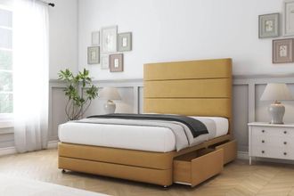 Sloomy Monaco Plush Divan Set 2 Drawers-54 Headboard-Footboard in Mustard | Size: Small Single
