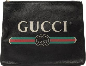 Gucci Clutch Portfolio media in pelle con logo 2016-2025 - Nero