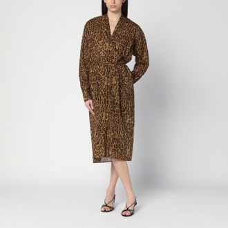 6397 Leopard Print Shirt Dress In Cotton Voile