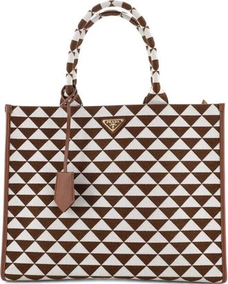 Prada Symbole Shopper Jacquard Large tote bag - Bruin
