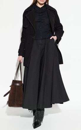 Balenciaga Suede Trench Coat With Belt, Womens, Black