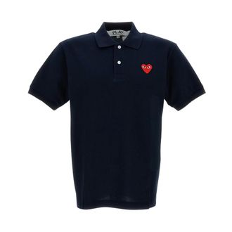 Comme Des Gar&ccedil;ons Polo Shirts, male, Blue, Size: XL Polo With Red Emblem