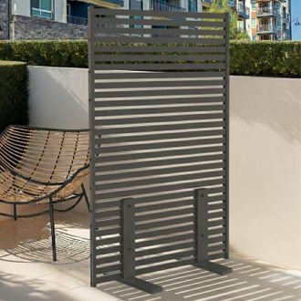 IDMarket Biombo Decorativo Calado 80 X 150 Cm Con Lamas Horizontales De Metal Gris Antracita