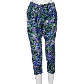 Roberto Cavalli Multicolored Printed Crepe Draped Pants