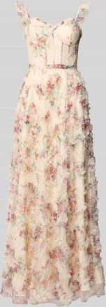 Unique Maxikleid mit R&uuml;schen im Stufen-Look in Hellgelb, Gr&ouml;&szlig;e 42